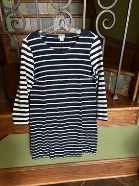 JCrew Navy/White stripe dress